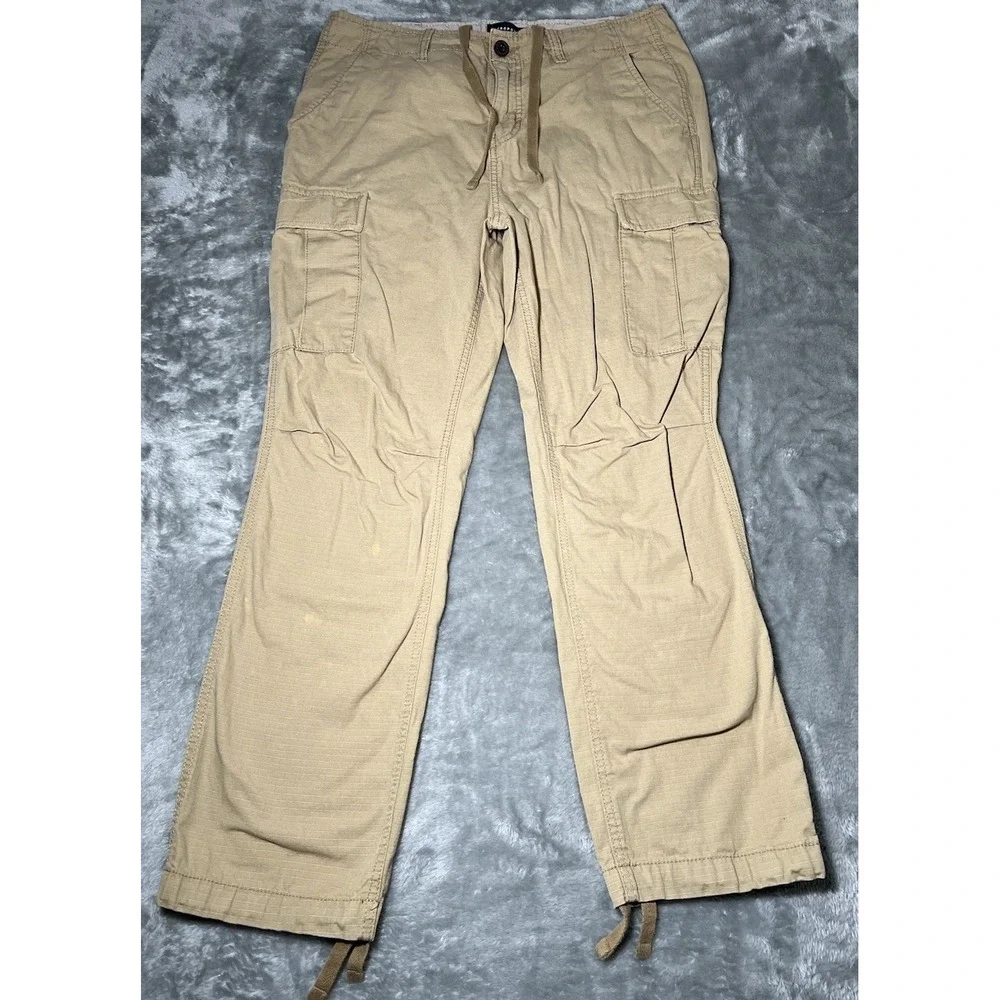 Aeropostale Pants 33x32 Baggy Cargo Tan Paratrooper Tech Military Y2K